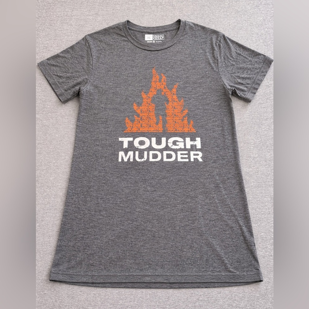 Tough Mudder Gray Graphic Logo Tee - Orange & White Print